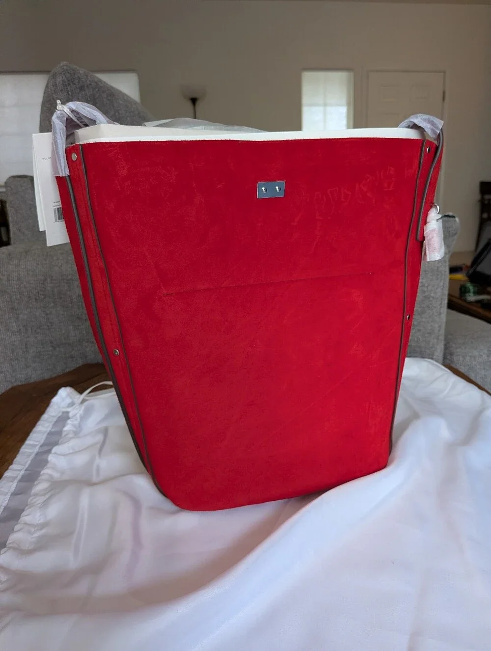 Red Suede Tote Bag